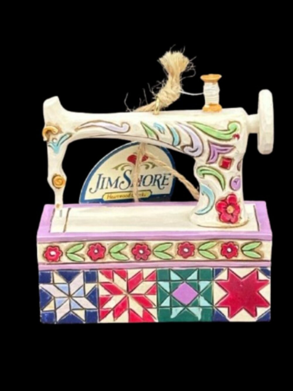 Vintage 2016 Jim Shore "Keepsake Quilting" Heartwood Creek Sewing Ornament